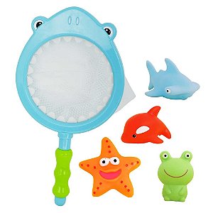 BRINQUEDO DE BANHO KIT REDE E 4 BICHINHOS