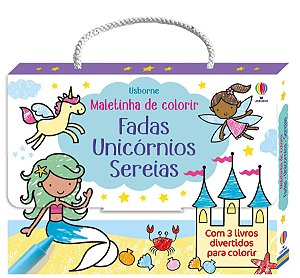 LIVRO FADAS E UNICORNIOS E SEREIAS MALETINHA DE COLORIR