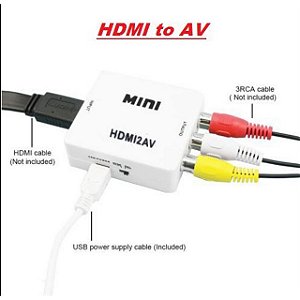 CONVERSOR HDMI P/ 2AV (RCA) 1080P FULL HD