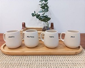 Conjunto Personalizado - Bandeja 44cm + 4 Canecas 260ml