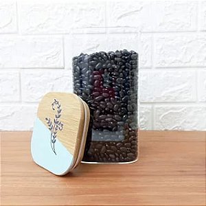 Porta Mantimento de Vidro Quadrado Verde Água 1400 ml