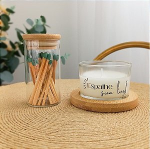 Vela Espalhe sua Luz Base Bambu com Acendedor