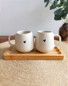 Duplinha de Caneca Com Bandeja Coração