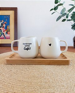 Duplinha de Caneca Com Bandeja Gente que ama café