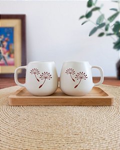 Duplinha de Caneca Com Bandeja Dente de Leão