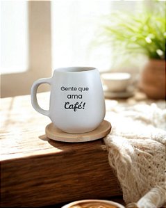 Caneca Gente que Ama Café com Pires Bambu 260ml