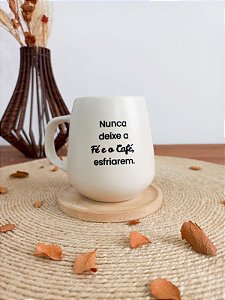 Caneca Fé e Café com Pires Bambu 260ml