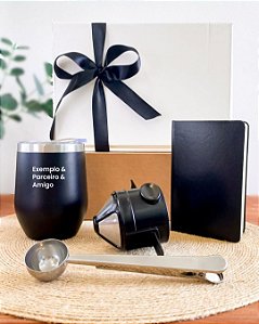 Kit Presente Café do meu Jeito - Copo Térmico Inox, Mini Coador e Colher Medidora