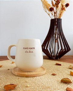 Caneca Café Forte Dia Leve com Pires Bambu 260ml