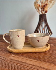 Conjunto Café Caneca Bandeja e Bowl - Paçoca