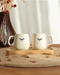 Duplinha de Caneca Com Bandeja Libélula