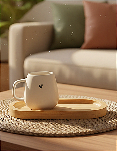 Conjunto Café Coração Canequinha com bandeja