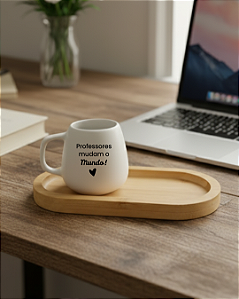 Conjunto Café Professores Mudam o Mundo Canequinha com bandeja