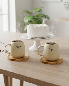 2 Canequinhas com Pires em Bambu Libélula