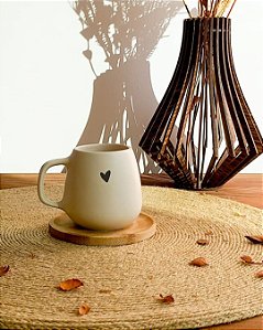 Caneca de Café Coração com Pires em Bambu 150ml