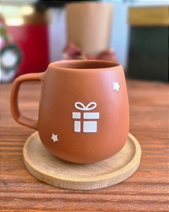 Caneca Presente em Bambu 150ml Cor Cerâmica