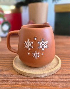 Caneca Floco de Neve em Bambu 150ml Cor Cerâmica