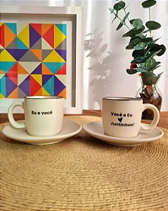 Jogo de 2 Xícaras Café Eu e você Off White