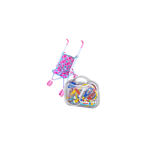 Kit Infantil Maleta Doutor + Carrinho De Boneca Dobrável