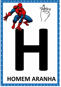 Placas com Alfabeto Manual ILustrados/ Personagens Infantis