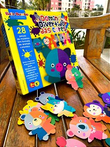 Dominó Divertido das cores em MDF