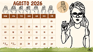 Calendário dos meses do ano 2026 em LIBRAS