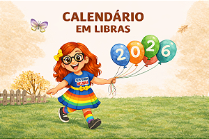 Calendário com os Meses do Ano 2026 em LIBRAS