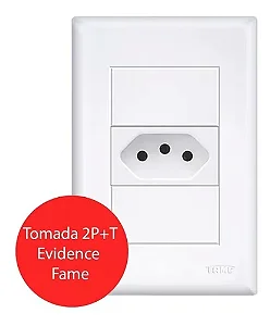 Tomada Modular Simples 10a Evidence Branco com placa - Fame