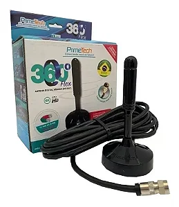 Antena Digital Interna Prime Tech 360 Completa com Cabo 5m