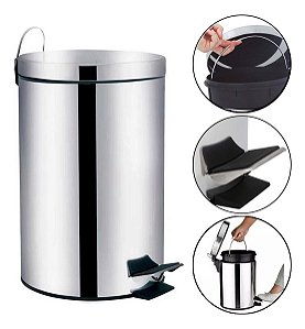 Lixeira Ágata Inox com Pedal e Balde Interno 3 Litros - Mor