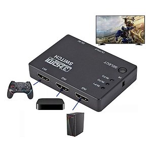 Chaveador Comutador Hdmi 3x1 Switch Controle Remoto 1080p Hd