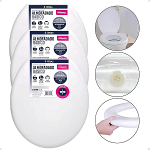 KIT 3 ASSENTO ATLAS ALMOFADADO CLASSICO BRANCO