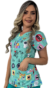 Blusa - Pijama Cirúrgico Estampado - Scrub - Fonoaudiologia