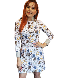 Jaleco Feminino Slim - Gabardine - Gola Padre - Veterinária
