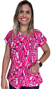 Blusa - Uniforme Estampado Scrub - Esmalte Designer De Unhas