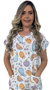 Blusa Pijama Cirúrgico Hospitalar Estampado Scrub - Nutrição
