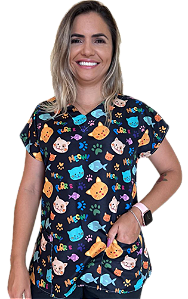 Blusa - Pijama Cirúrgico Scrub Veterinário - Gato