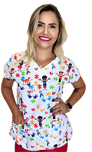 Blusa - Pijama Cirúrgico Estampado -Scrub - TEA - Autismo