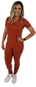 Scrub Hospitalar Pijama Cirúrgico Feminino Malha Canelada