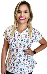 Blusa Pijama Cirúrgico Estampado - Scrub Margarida e Donald