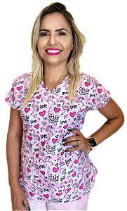 Blusa Scrub Pijama Cirúrgico Estampado Enfermagem Pediatria