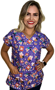 Blusa Pijama Cirúrgico Estampado- Scrub - Cuidadora De Idoso