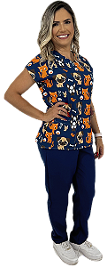 Scrub Pijama Cirurgico Estampado Animais Veterinária