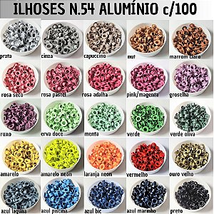 Ilhoses n.54 Alumínio - várias cores - 100 unidades