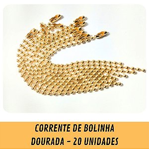 Correntes Bolinha OURO para Chaveiro / Artesanato / Colorida 2.4mm  - 20 unidades