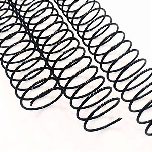 kIT C/ 03 - Espiral de Aço para Encadernação Revestido em Nylon 1/1'' (200 fls) Passo 3x1 - PRETO