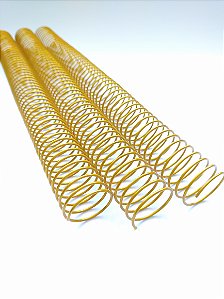 KIT C/03 - Espiral de Aço p/ Encadernação Revestido em Nylon 1/1'' (200 fls) Passo 4X1 - DOURADO