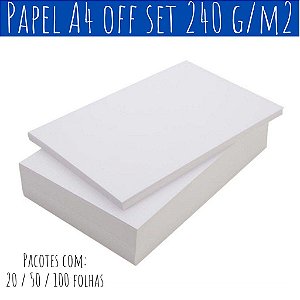 Papel A4 OFFSET 240g/m2  ( 20 / 50 ou 100 folhas) - Chambril para impressão
