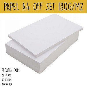 Papel A4 OFFSET 180g/m2  ( 20 / 50 ou 100 folhas) - Chambril para impressão