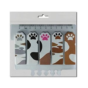 Régua Marca Página com Blocos Adesivos de Papel 100 folhas PATINHAS